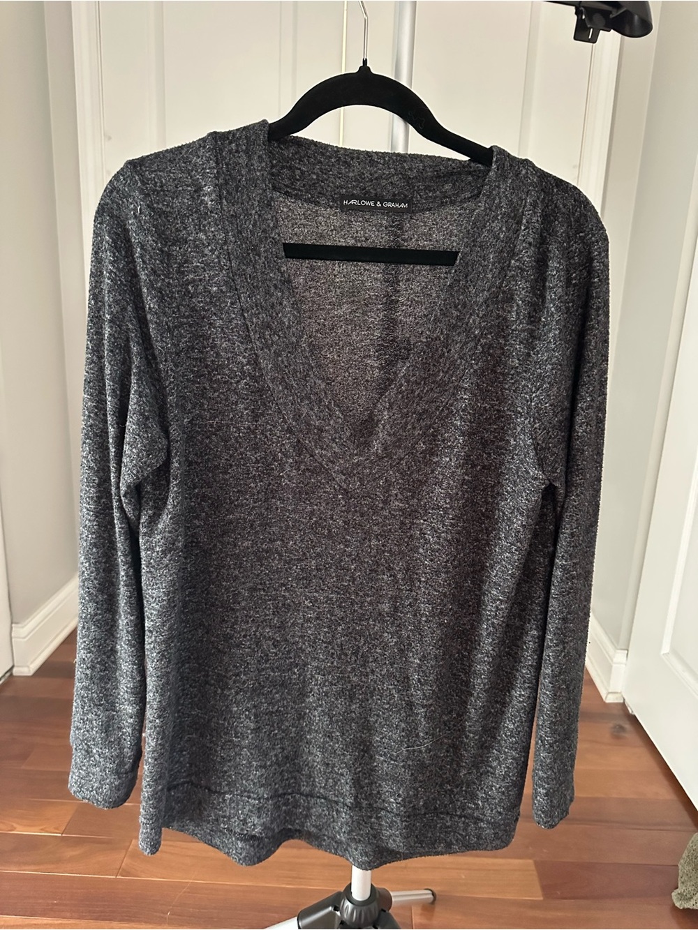 Harlowe & Graham Heather Charcoal V-Neck Sweater